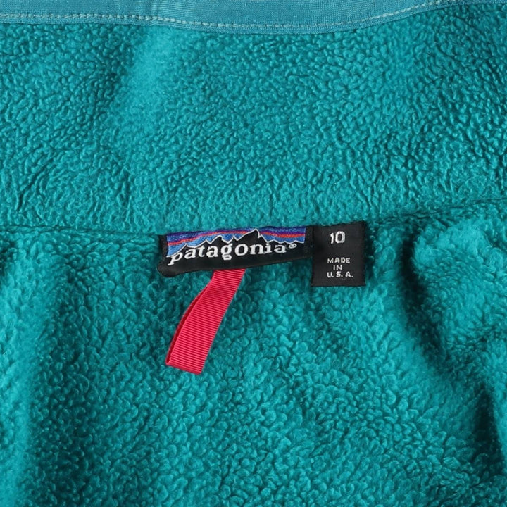 80s-90'S Patagonia Fleece Jacket, Made in USA, Men's Size Medium polyester Emerald green Vintage Second Hand
