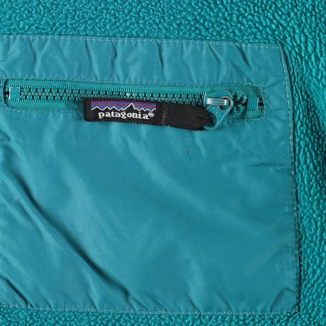80s-90'S Patagonia Fleece Jacket, Made in USA, Men's Size Medium polyester Emerald green Vintage Second Hand