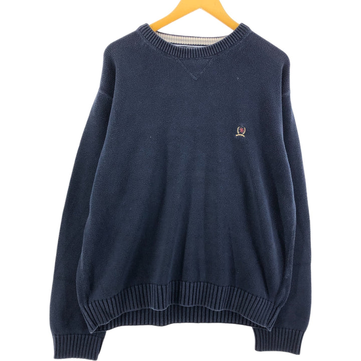 Tommy Hilfiger Cotton Knit Sweater Men's XXL cotton navy blue type Vintage Second Hand
