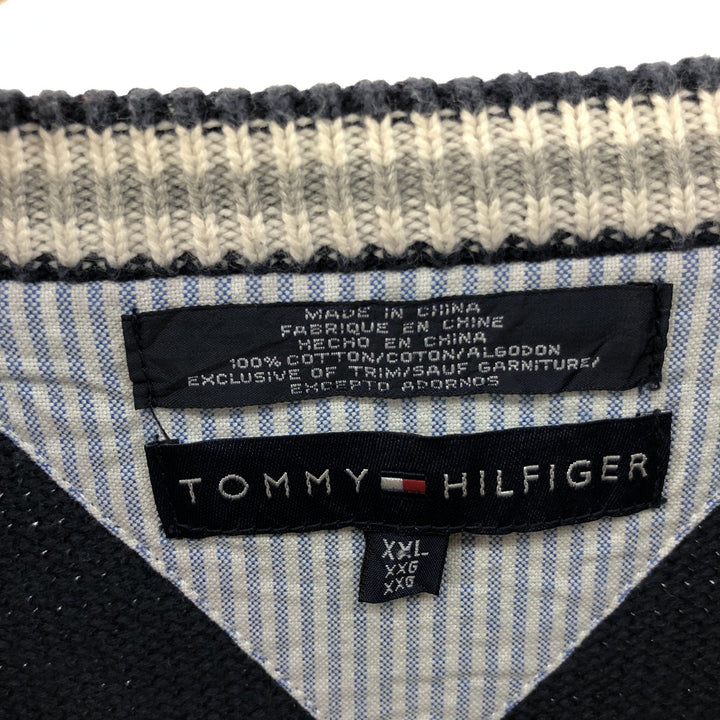 Tommy Hilfiger Cotton Knit Sweater Men's XXL cotton navy blue type Vintage Second Hand