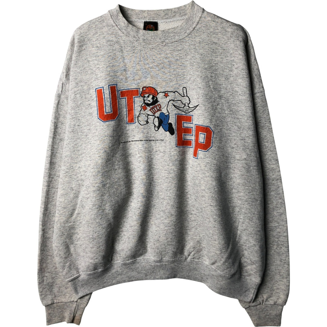 90'S Vintage PM Enterprises College Character Sweatshirt, Made in USA, Men's Size XL cotton gray type Vintage Second Hand