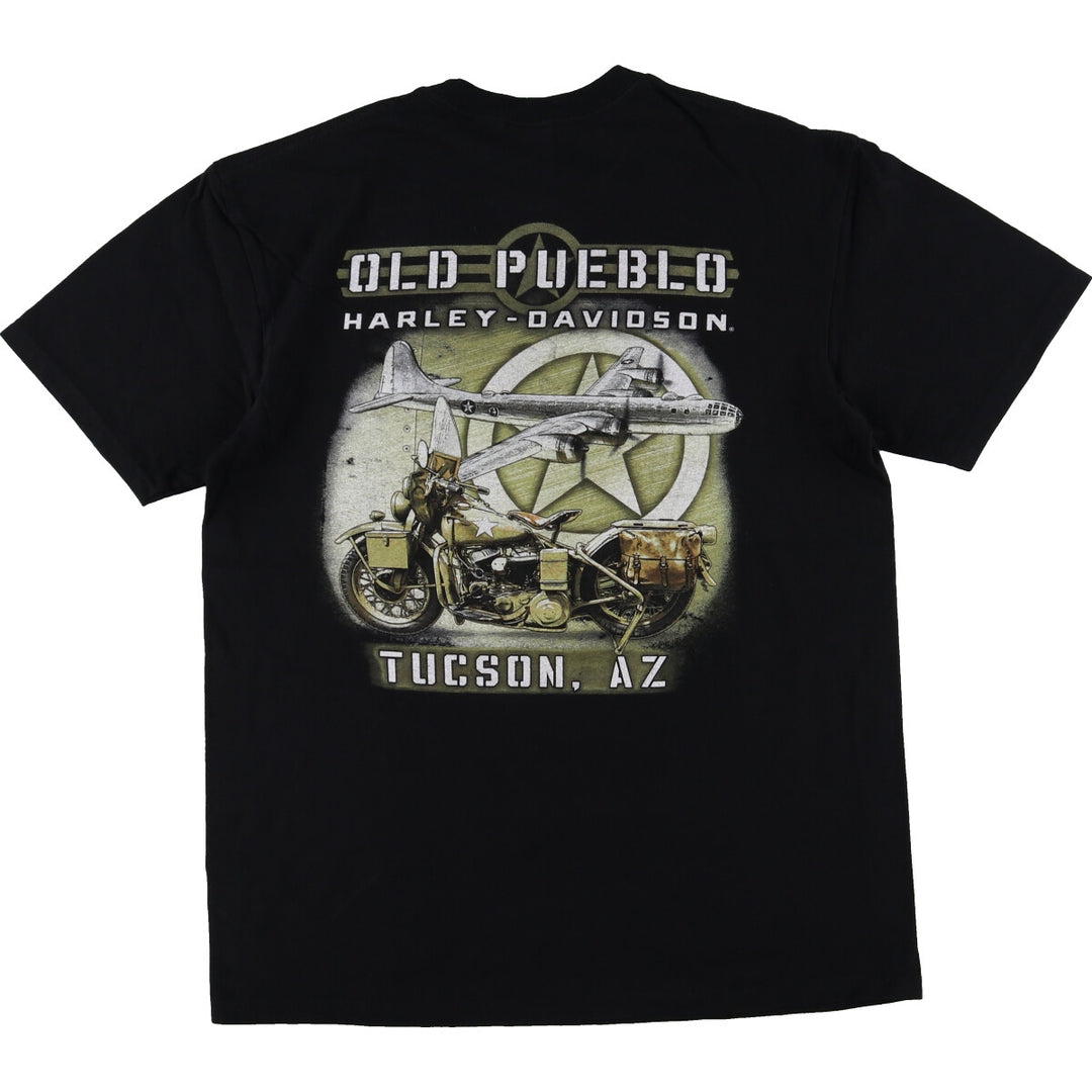 Harley-Davidson Eagle Pattern Motorcycle Bike T-shirt Men's L size / eaa449614