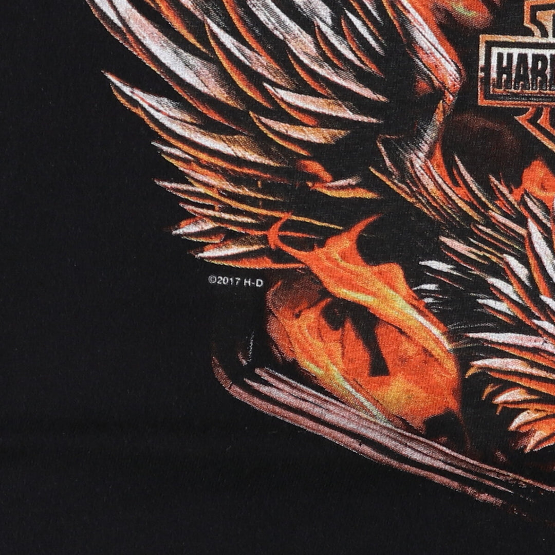 Harley-Davidson Eagle Pattern Motorcycle Bike T-shirt Men's L size / eaa449614