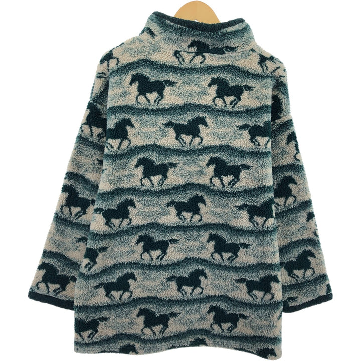 Black Diamond Animal Pattern Horse Print Half Zip Fleece Pullover Made in USA Men's XL Vintage /eaa449691