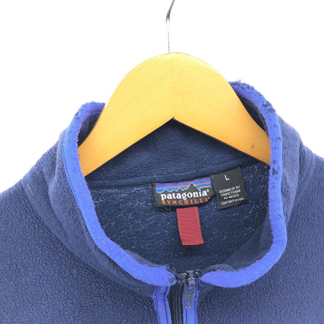 90'S Patagonia Synchilla 25735FA99 Half-Zip Fleece Pullover, Men's Size L, Vintage polyester navy blue type Vintage Second Hand
