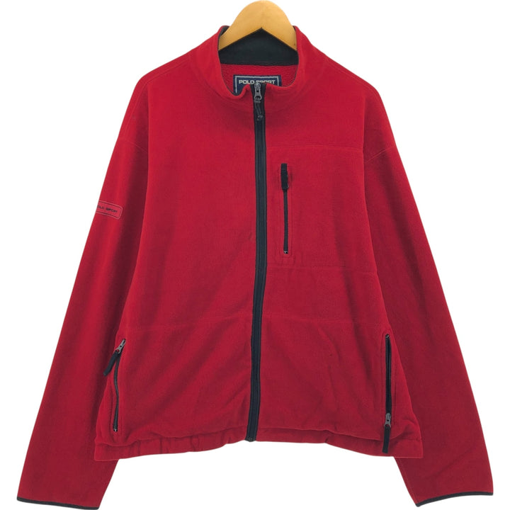Ralph Lauren POLO SPORT Men's Fleece Jacket, Size XXL polyester red type Vintage Second Hand