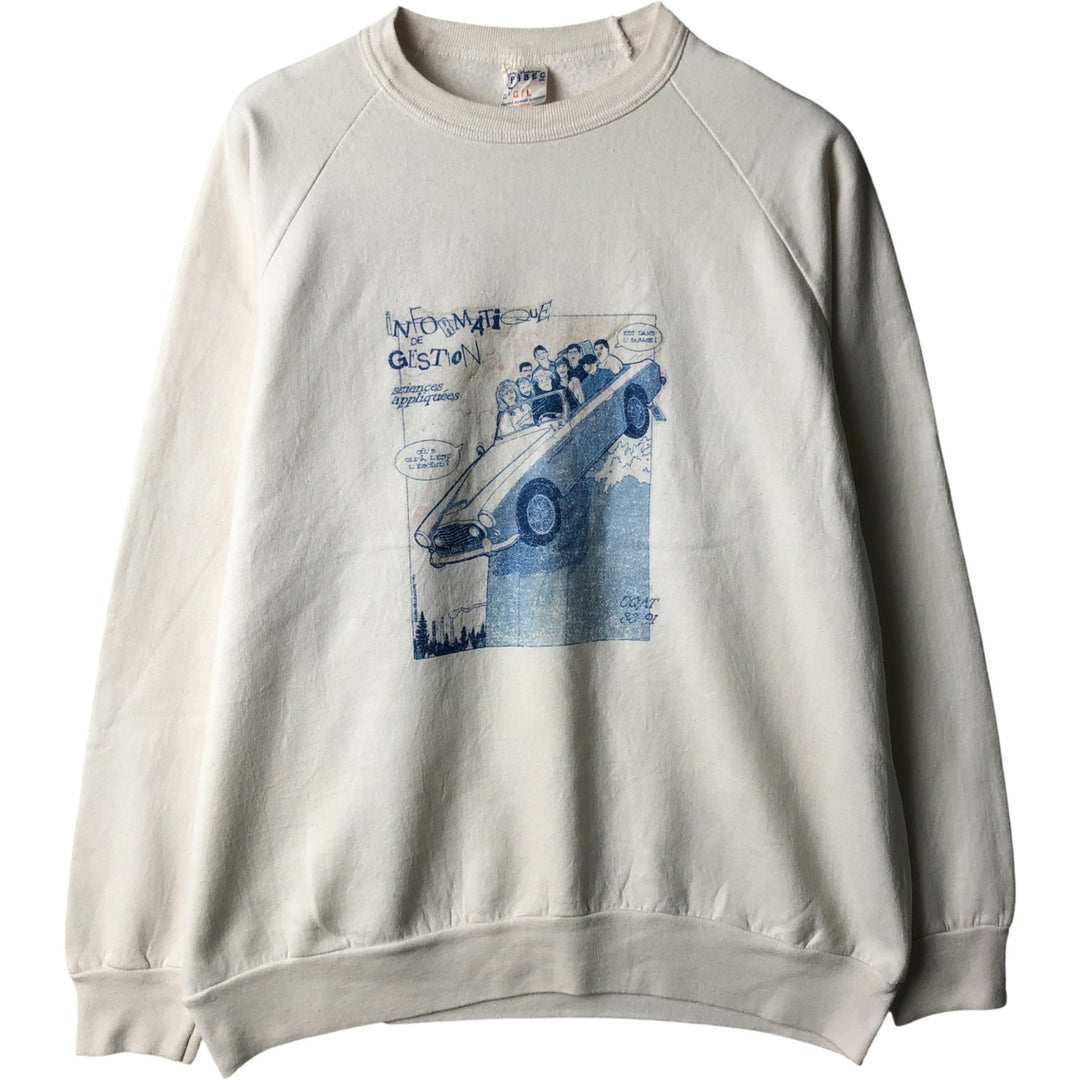 FABEC Printed Sweatshirt, Made in Canada, Men's Size L polyester white type Vintage Second Hand