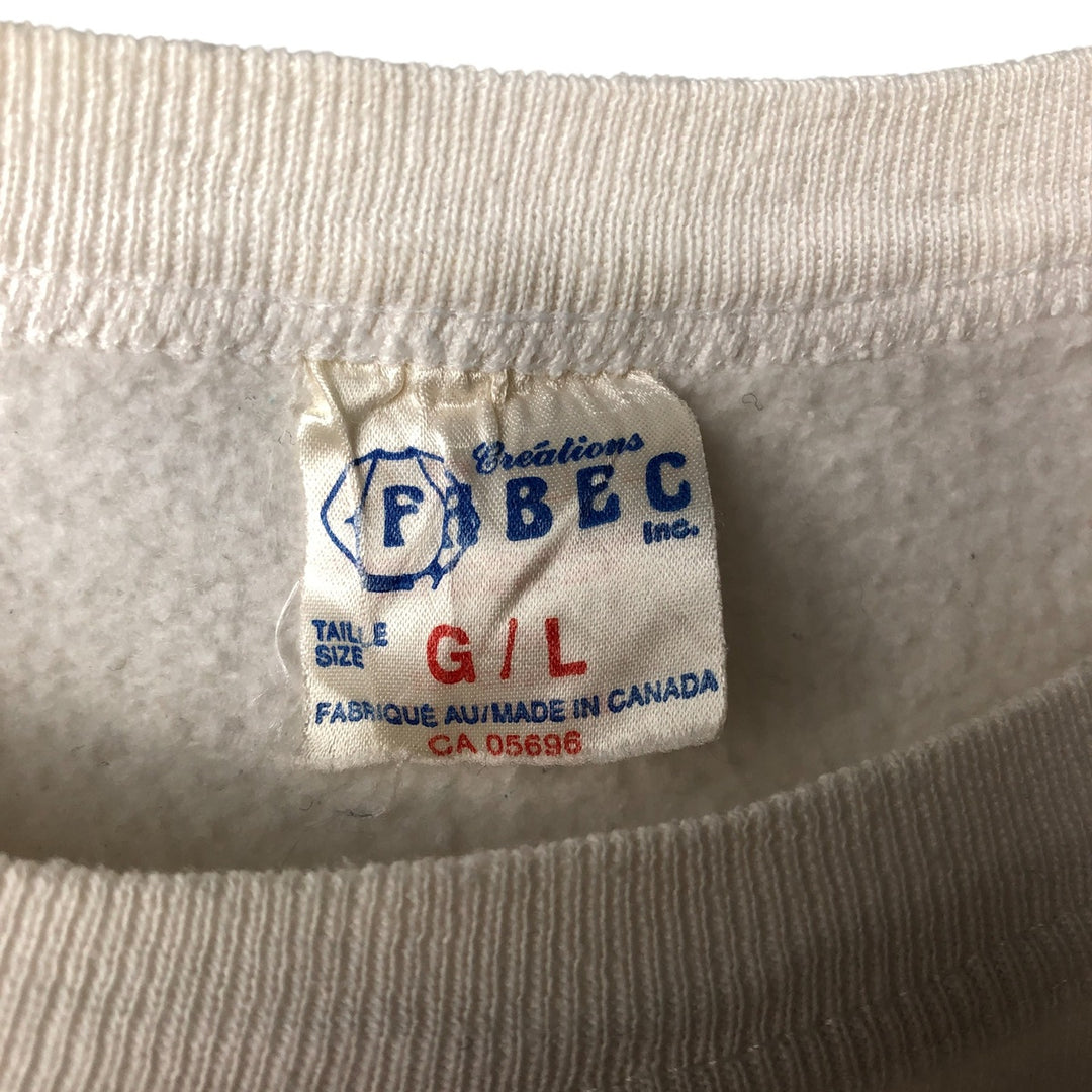 FABEC Printed Sweatshirt, Made in Canada, Men's Size L polyester white type Vintage Second Hand