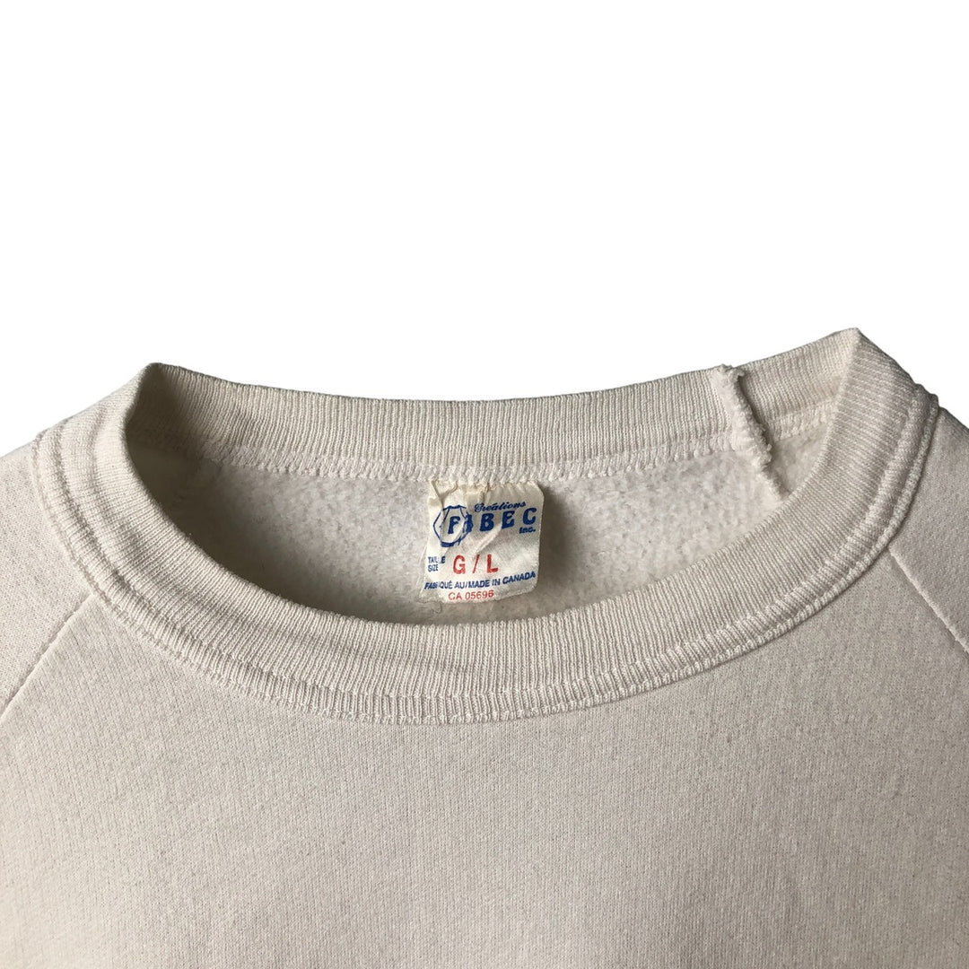 FABEC Printed Sweatshirt, Made in Canada, Men's Size L polyester white type Vintage Second Hand