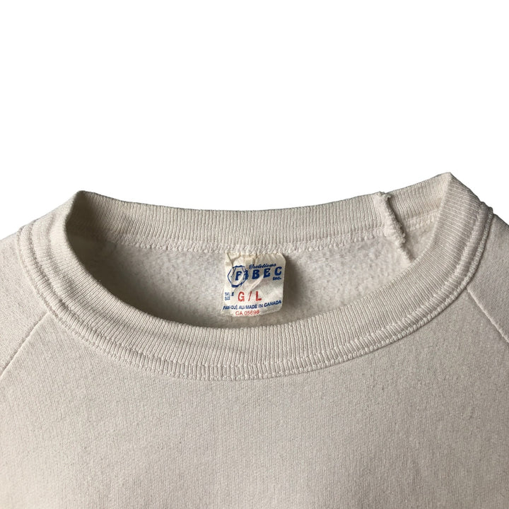 FABEC Printed Sweatshirt, Made in Canada, Men's Size L polyester white type Vintage Second Hand