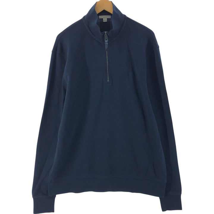 Big size Burberry's BRIT half-zip sweatshirt, sweatshirt, men's XXXL equivalent cotton navy blue type Vintage Second Hand