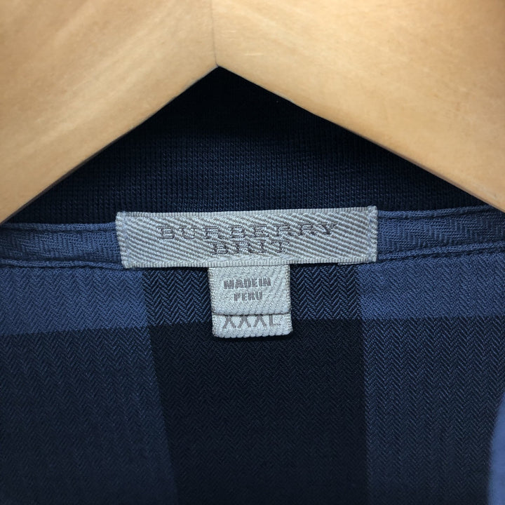 Big size Burberry's BRIT half-zip sweatshirt, sweatshirt, men's XXXL equivalent cotton navy blue type Vintage Second Hand