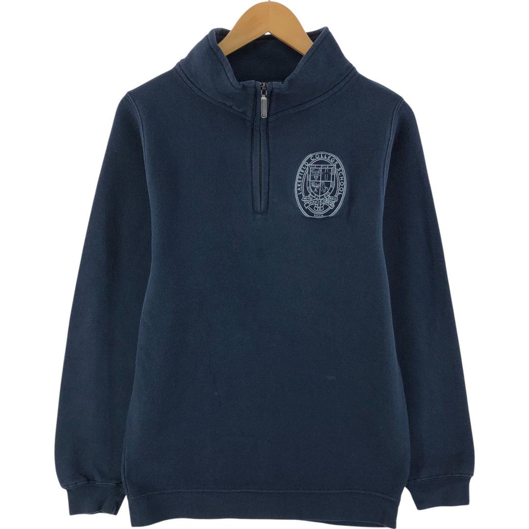 Dubwear Clothing Co. College Half-Zip Sweatshirt, Men's S Size cotton navy blue type Vintage Second Hand