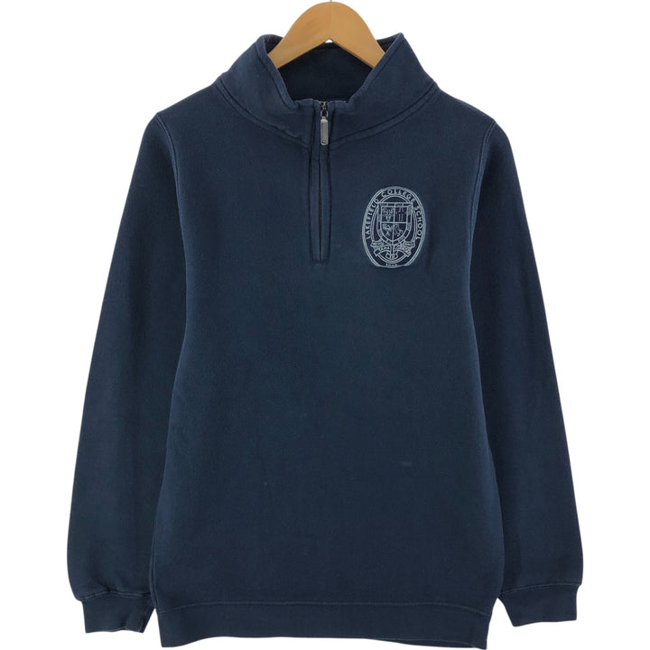 Dubwear Clothing Co. College Half-Zip Sweatshirt, Men's S Size cotton navy blue type Vintage Second Hand