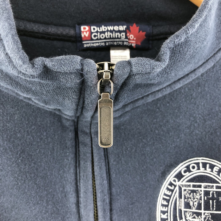 Dubwear Clothing Co. College Half-Zip Sweatshirt, Men's S Size cotton navy blue type Vintage Second Hand