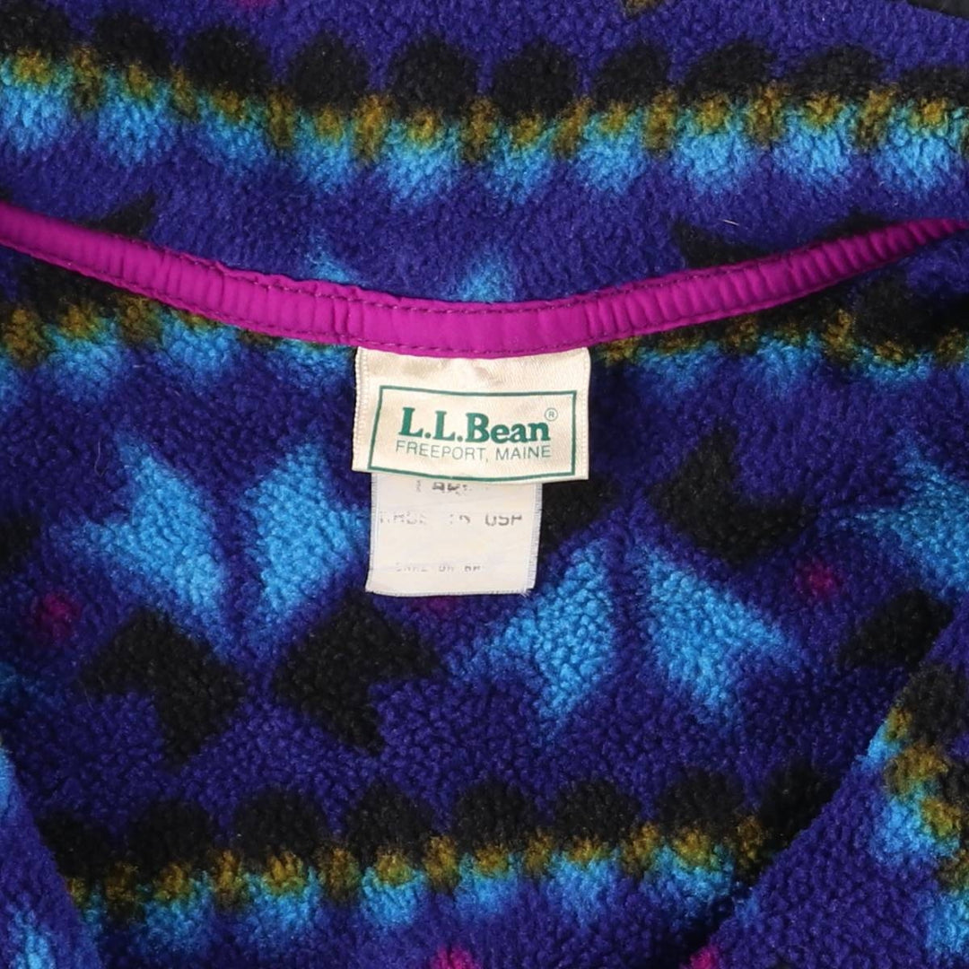 Vintage LL Bean Snow Pattern Half-Snap Fleece Pullover from the 80s-90s, Made in USA, Men's Size L unclear blue type Vintage Second Hand