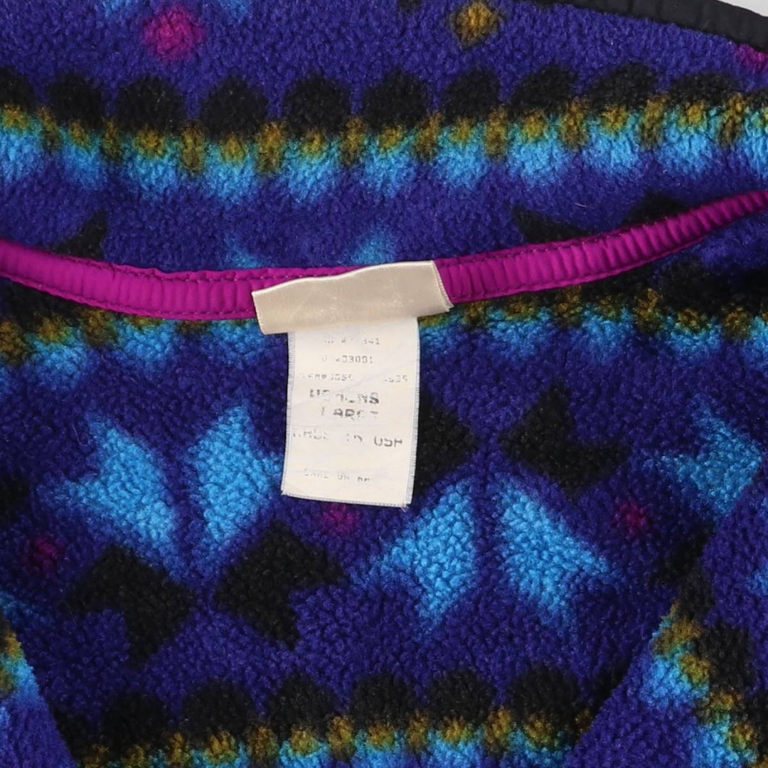 Vintage LL Bean Snow Pattern Half-Snap Fleece Pullover from the 80s-90s, Made in USA, Men's Size L unclear blue type Vintage Second Hand