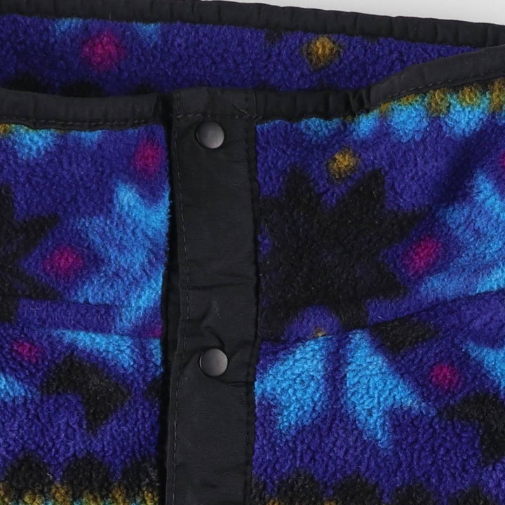 Vintage LL Bean Snow Pattern Half-Snap Fleece Pullover from the 80s-90s, Made in USA, Men's Size L unclear blue type Vintage Second Hand