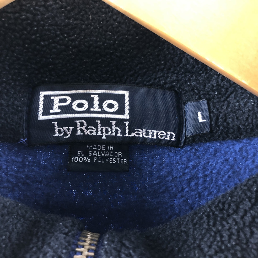 Ralph Lauren POLO by Ralph Lauren Half-Zip Fleece Pullover, Men's Size L polyester blue type Vintage Second Hand