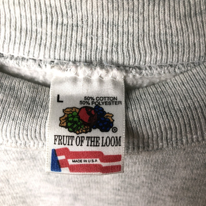 90'S Fruit of the Loom printed sweatshirt, made in the USA, men's size L, vintage cotton white type Vintage Second Hand