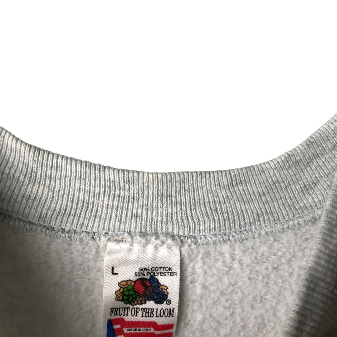 90'S Fruit of the Loom printed sweatshirt, made in the USA, men's size L, vintage cotton white type Vintage Second Hand