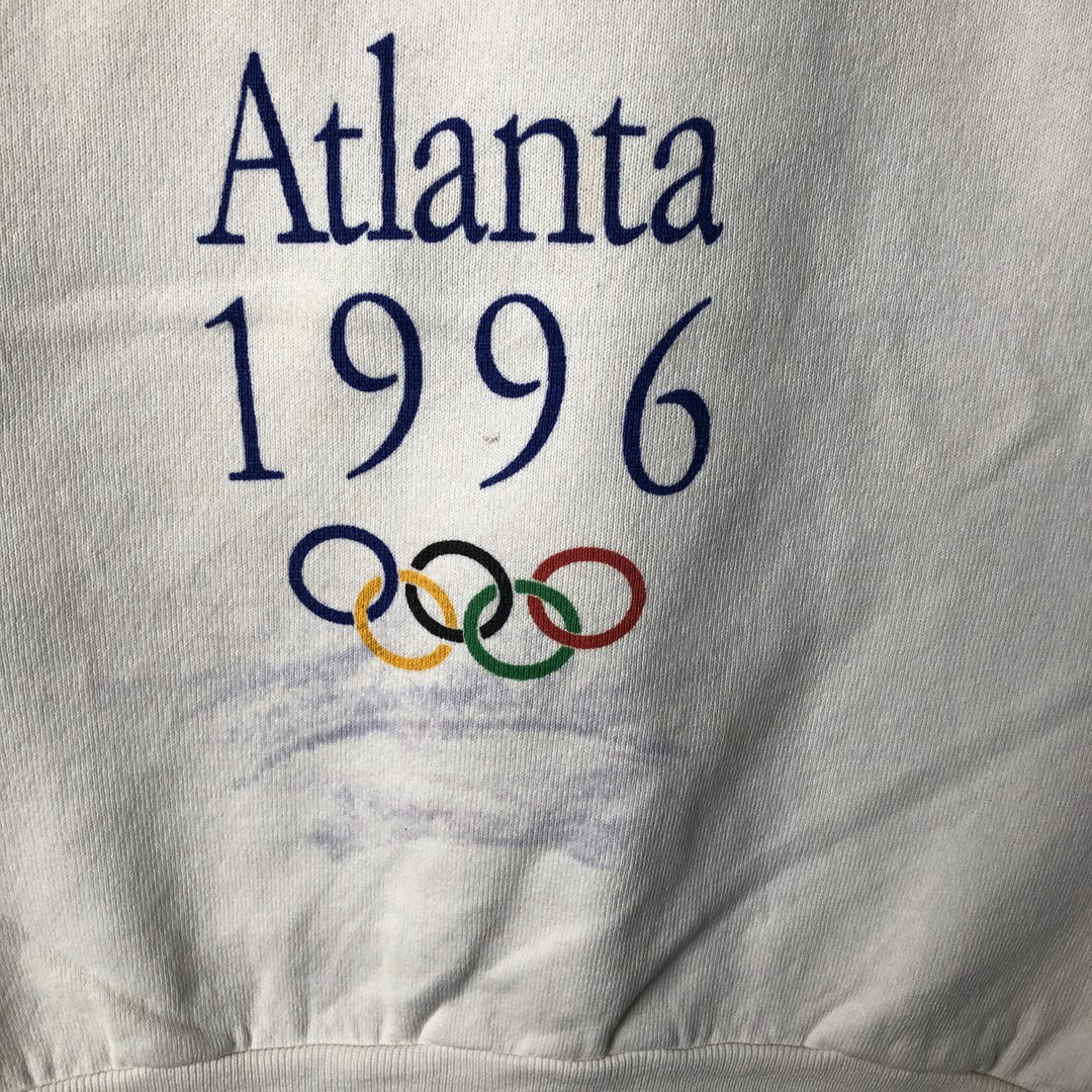 Vintage 90'S ONEITA Atlanta Olympics Print Sweatshirt, Made in USA, Men's Size L polyester white type Vintage Second Hand