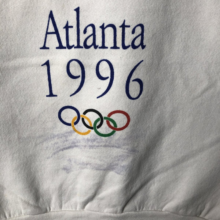 Vintage 90'S ONEITA Atlanta Olympics Print Sweatshirt, Made in USA, Men's Size L polyester white type Vintage Second Hand