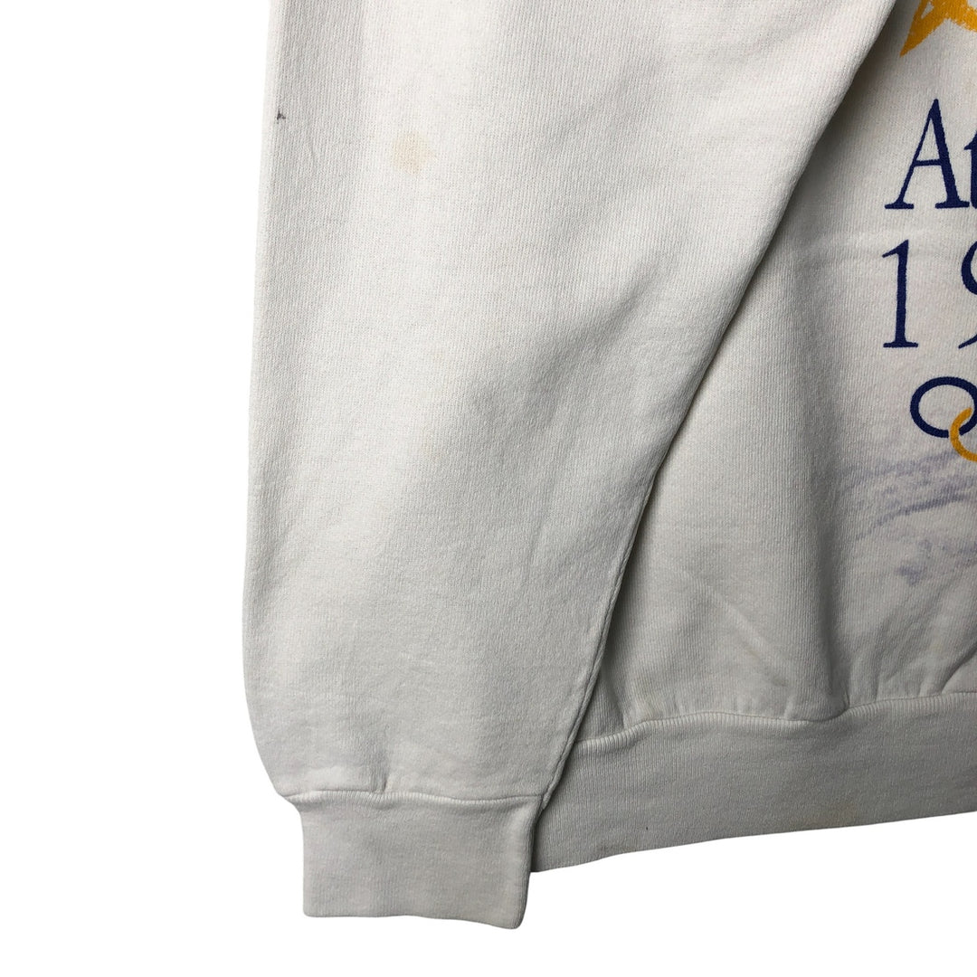 Vintage 90'S ONEITA Atlanta Olympics Print Sweatshirt, Made in USA, Men's Size L polyester white type Vintage Second Hand