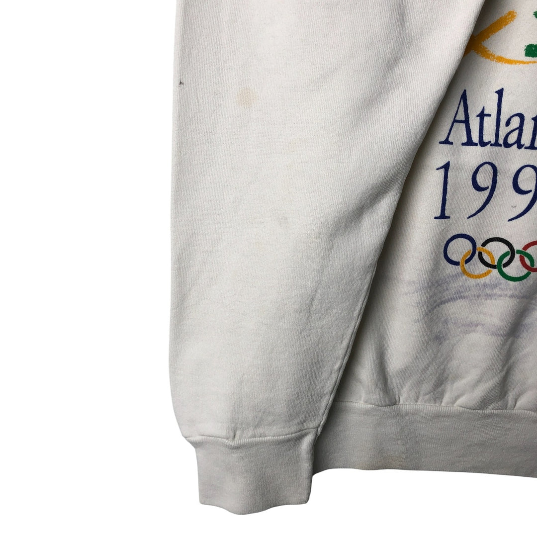 Vintage 90'S ONEITA Atlanta Olympics Print Sweatshirt, Made in USA, Men's Size L polyester white type Vintage Second Hand