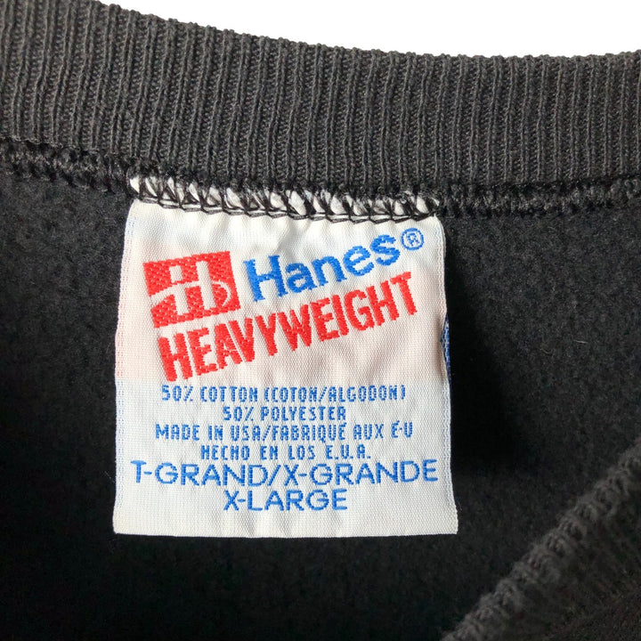 Vintage 90'S Hanes Heavyweight Printed Sweatshirt, Made in USA, Men's Size XL cotton black type Vintage Second Hand