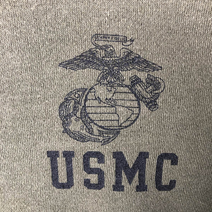 Vintage 90'S SOFFE USMC printed sweatshirt, Made in USA, Men's size M cotton Khaki type sage green Vintage Second Hand