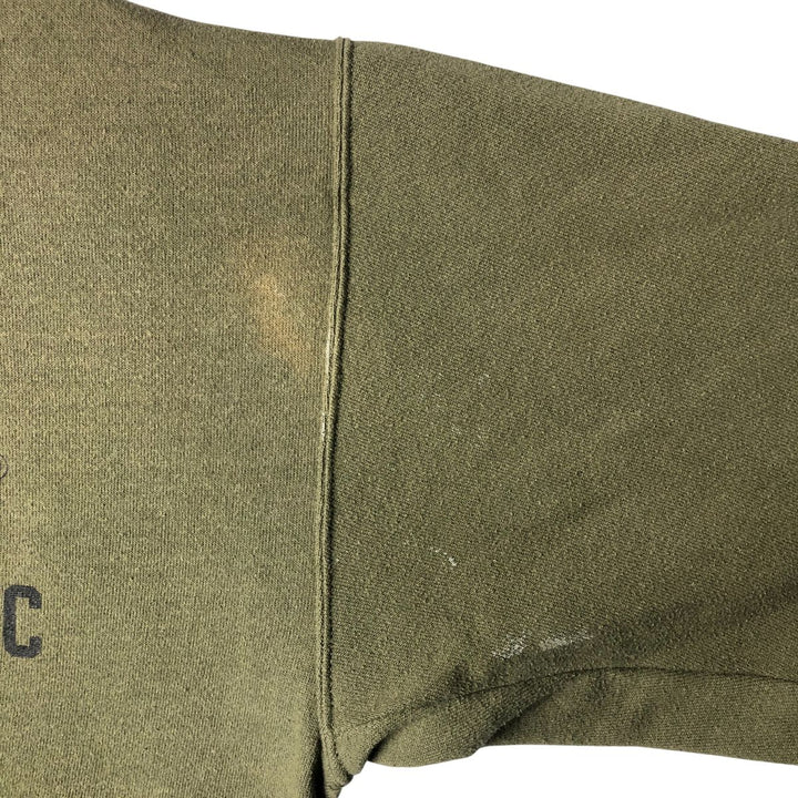 Vintage 90'S SOFFE USMC printed sweatshirt, Made in USA, Men's size M cotton Khaki type sage green Vintage Second Hand