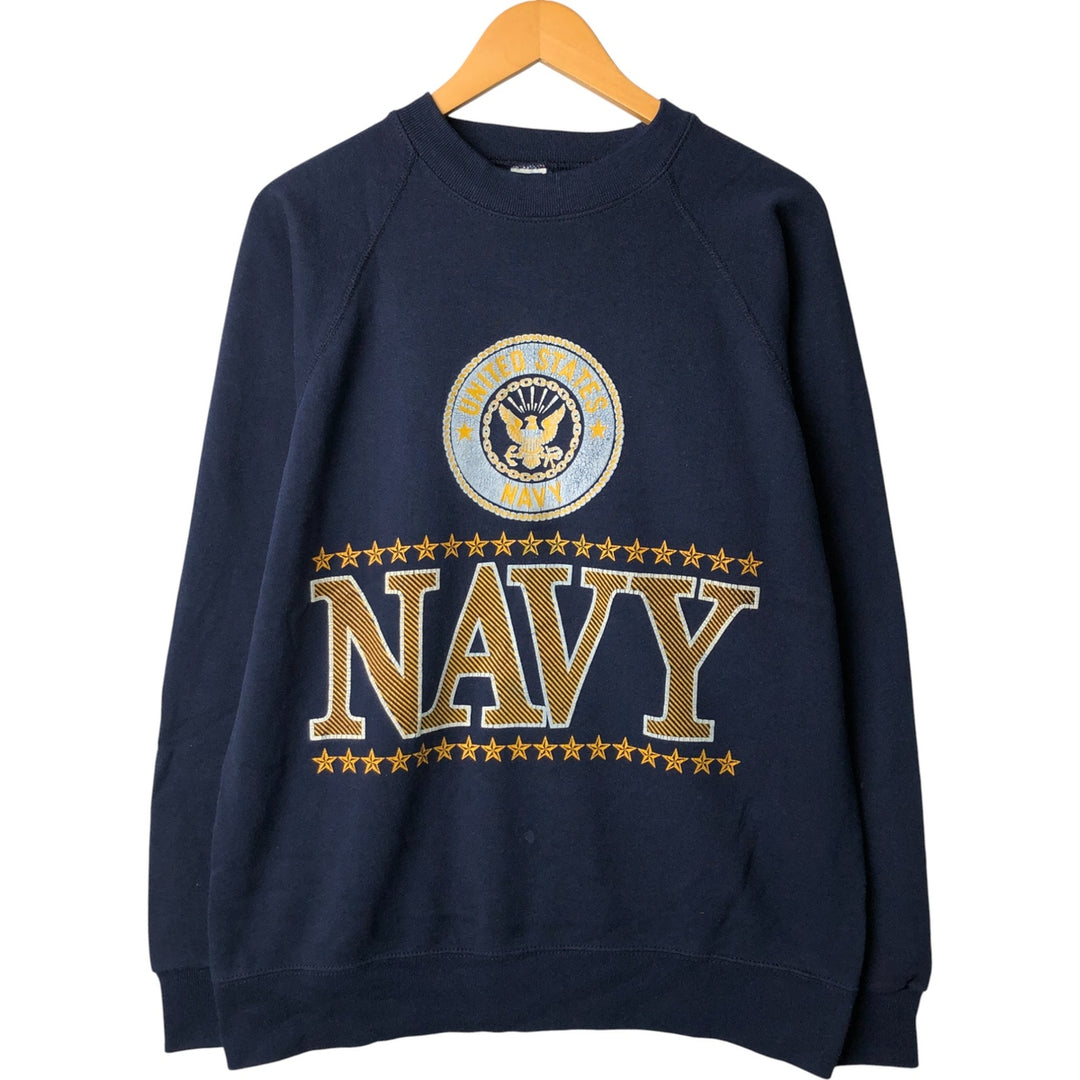 Vintage 90'S SOFFE SWEATS US NAVY printed sweatshirt, made in the USA, men's size XL polyester navy blue type Vintage Second Hand