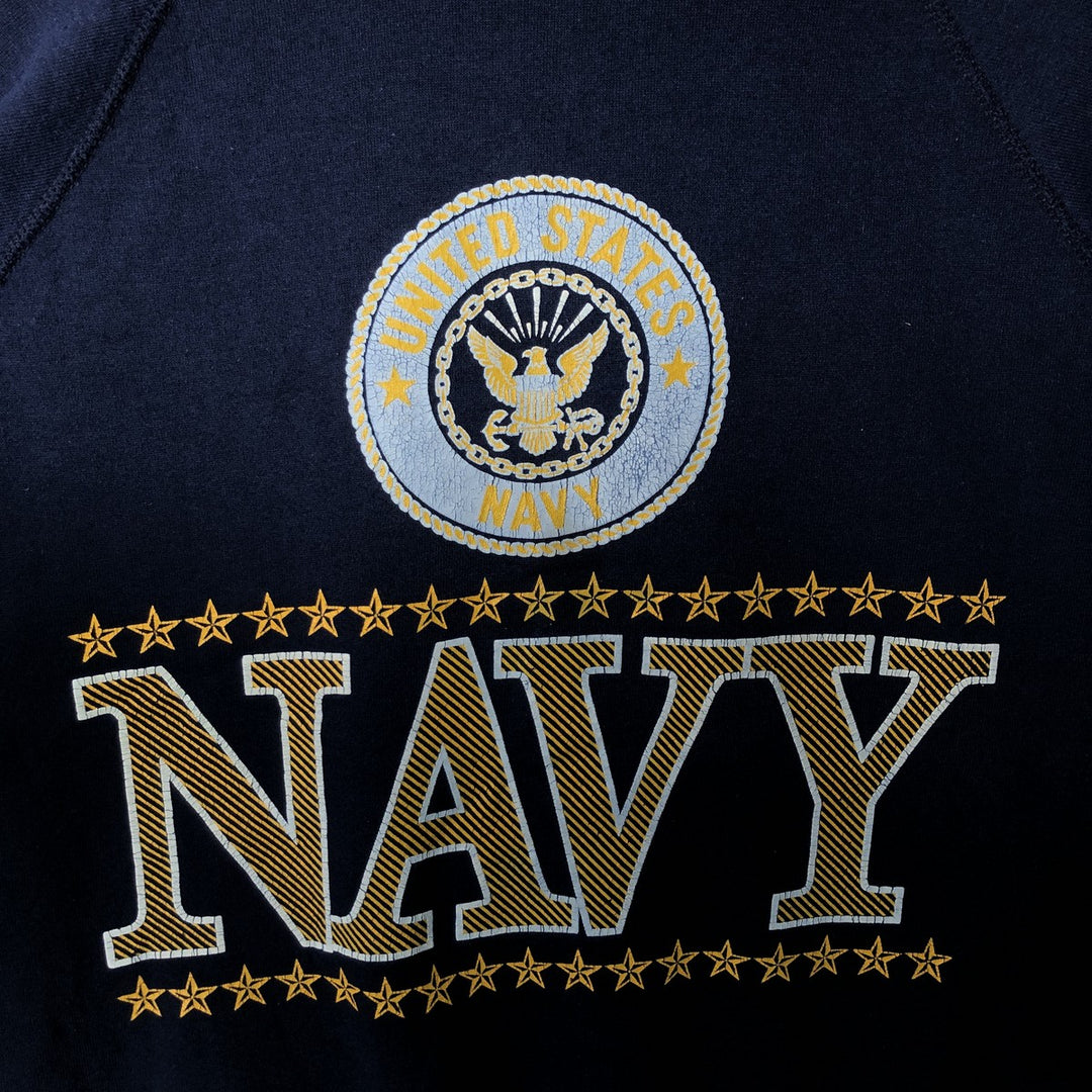 Vintage 90'S SOFFE SWEATS US NAVY printed sweatshirt, made in the USA, men's size XL polyester navy blue type Vintage Second Hand