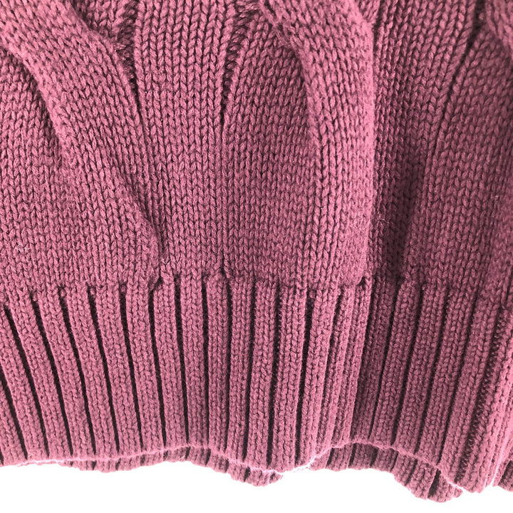 Ralph Lauren POLO RALPH LAUREN Cable knit cotton sweater Men's size L cotton wine-red Vintage Second Hand