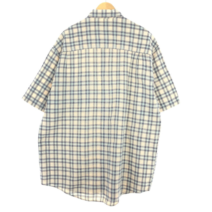 Eddie Bauer Check Pattern Short Sleeve Linen Button Down Shirt Men's XL /eaa450108