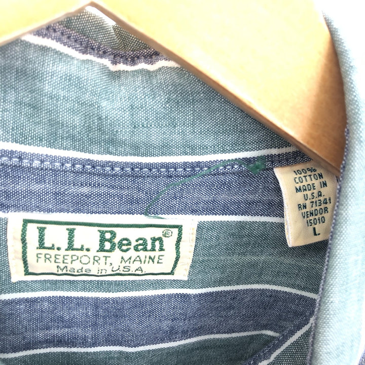 90'S LLBean Long Sleeve Button Down Striped Shirt Made in USA Men's L Vintage /eaa450172