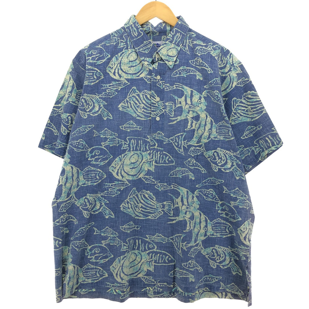 90'S Reyn Spooner Swimsuit Tag Bikini Tag All-Over Fish Print Pullover Button-Down Aloha Shirt Men's XL Vintage /eaa450198