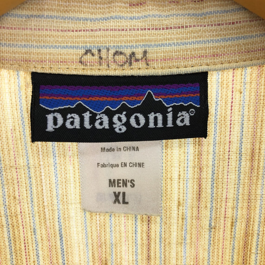 00'S Patagonia 53140S5 Stripe Pattern Short Sleeve Hemp Shirt Men's XL /eaa450221