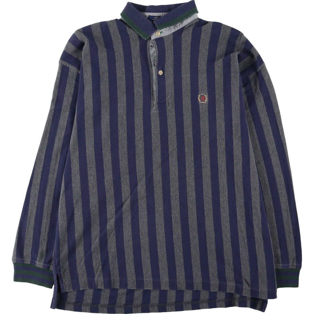 90'S Tommy Hilfiger Long Sleeve Striped Polo Shirt Men's L Vintage /eaa450267