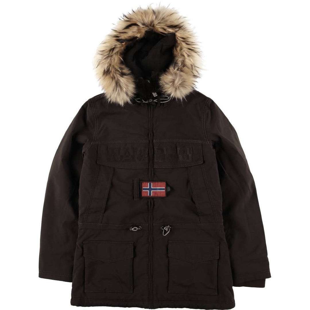 NAPAPIJRI TAPED SEAMS Flag Pattern Padded Mountain Parka, Shell Jacket, Puffer Jacket, Women's Size M polyamide brown type Vintage Second Hand