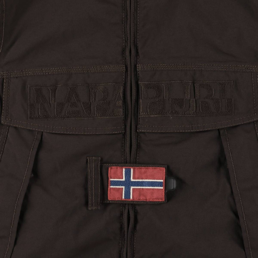 NAPAPIJRI TAPED SEAMS Flag Pattern Padded Mountain Parka, Shell Jacket, Puffer Jacket, Women's Size M polyamide brown type Vintage Second Hand