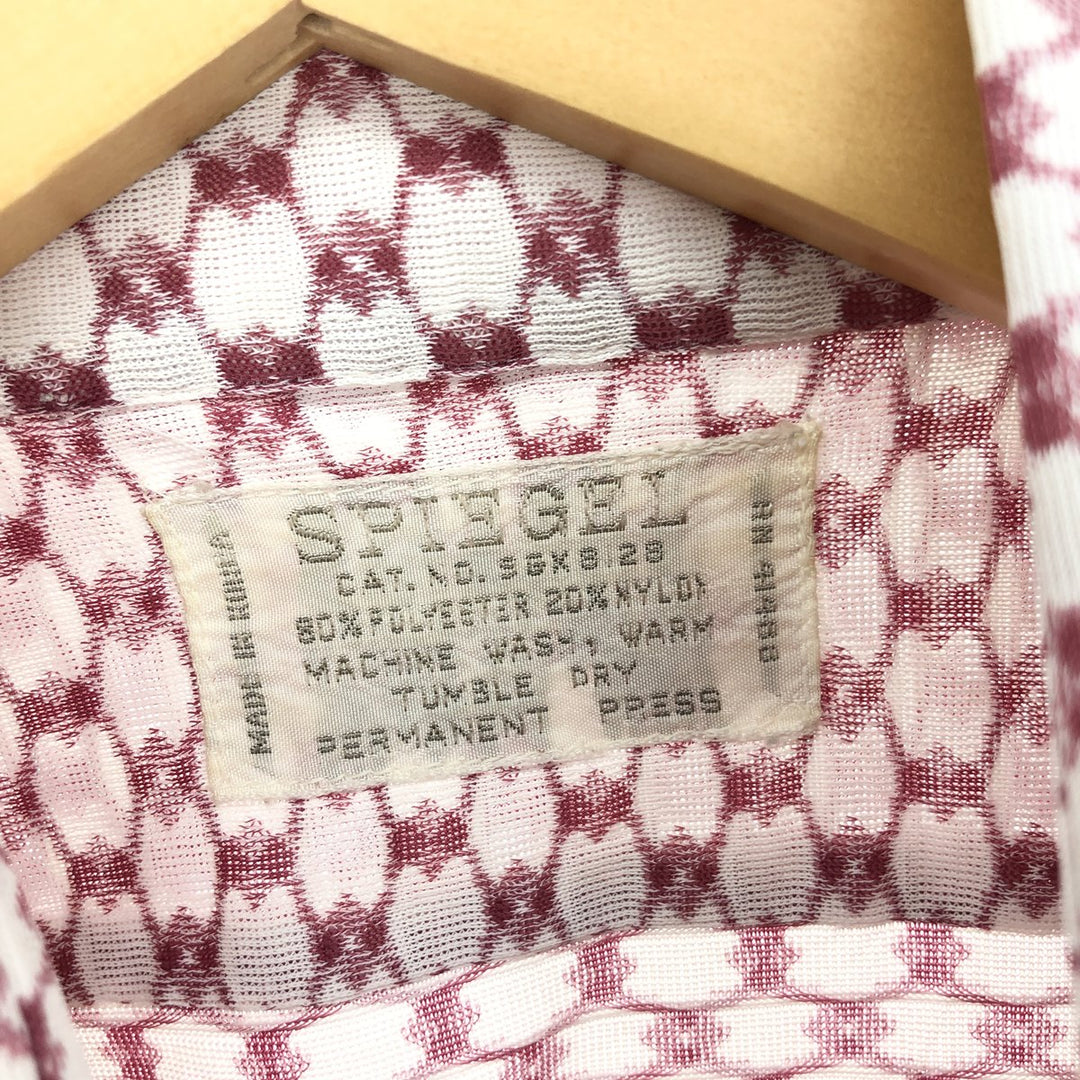 70'S SPIEGEL all-over print short-sleeve poly shirt, men's, M, vintage polyester red type Vintage Second Hand