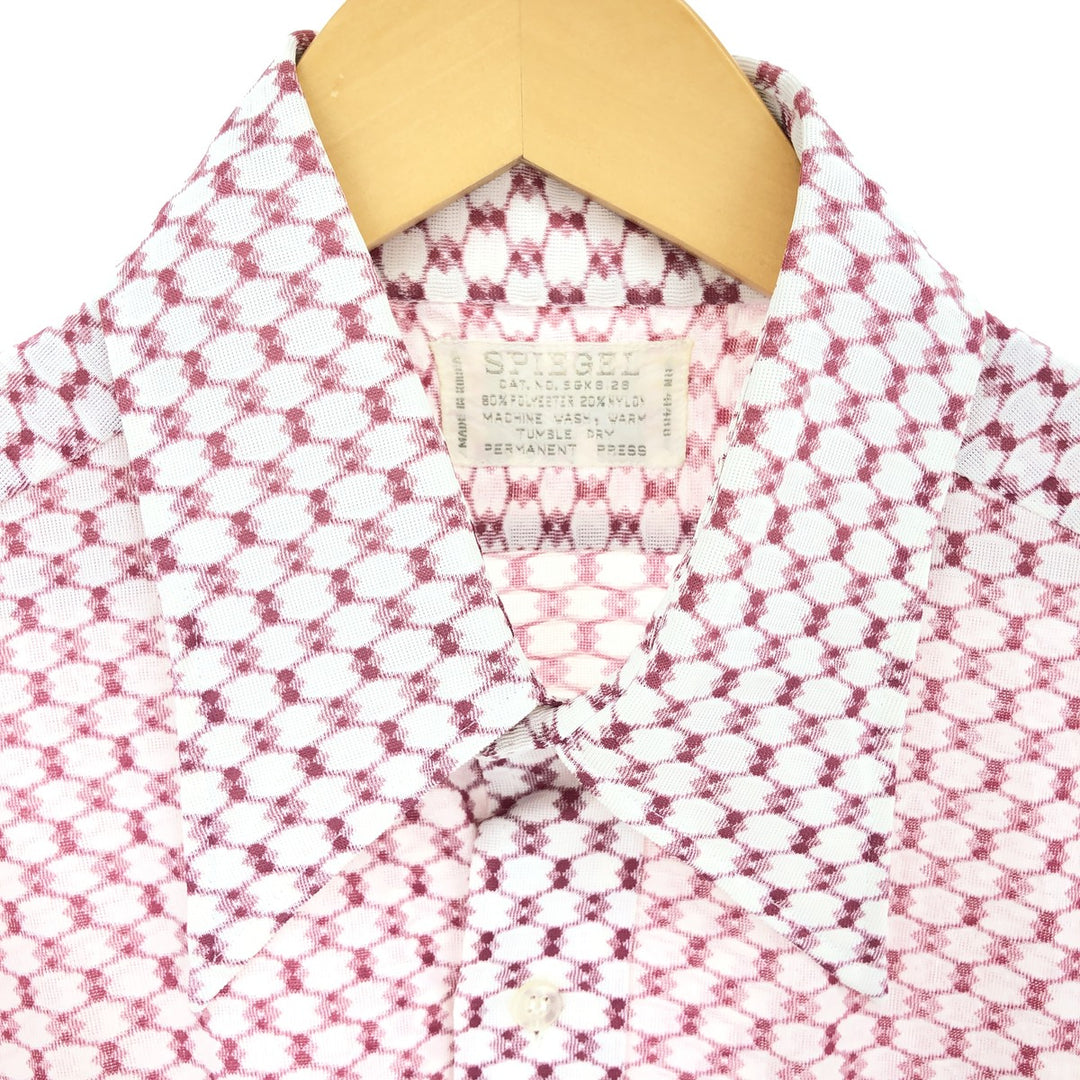 70'S SPIEGEL all-over print short-sleeve poly shirt, men's, M, vintage polyester red type Vintage Second Hand