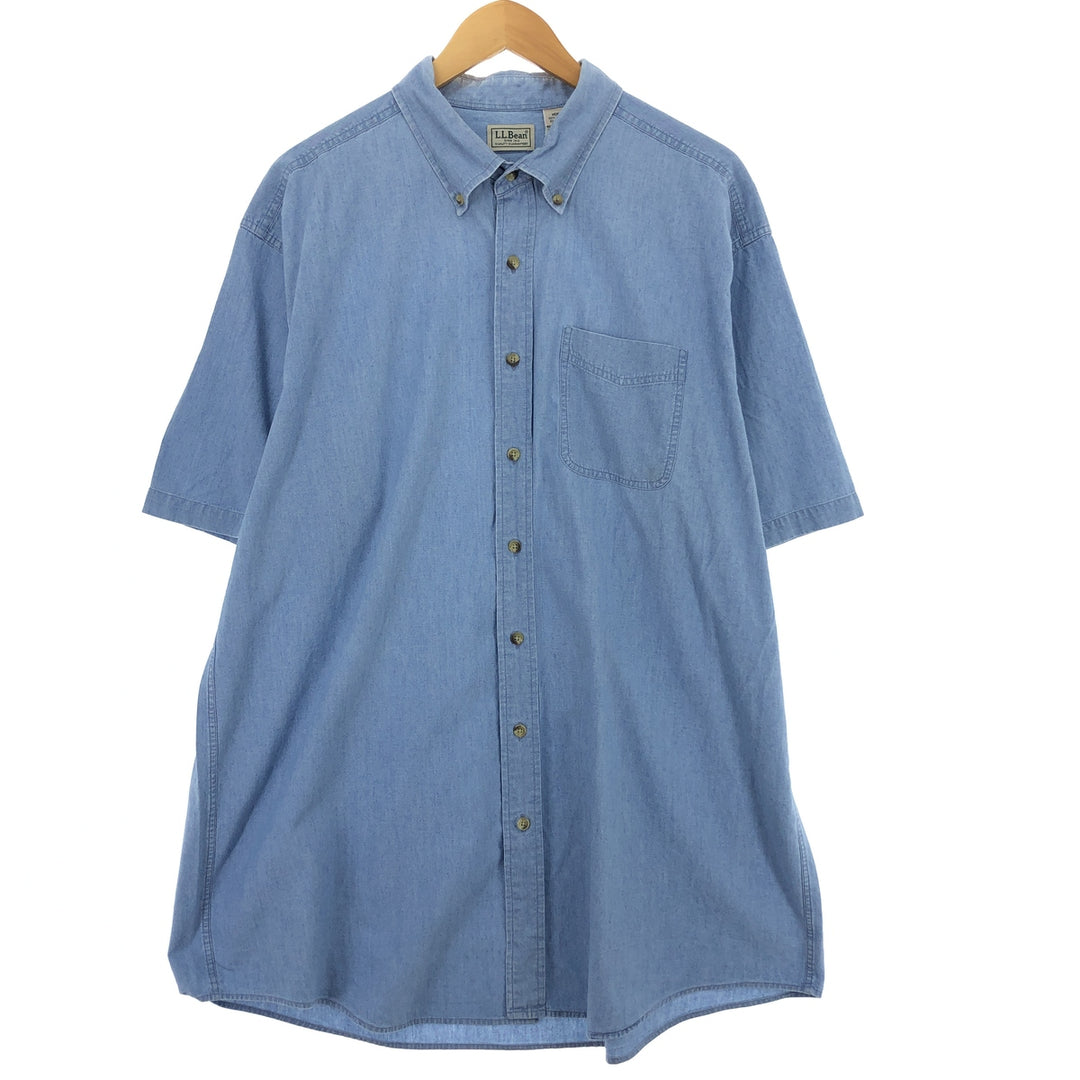 LLBean Button-down short-sleeve chambray shirt, men's XL /eaa450495