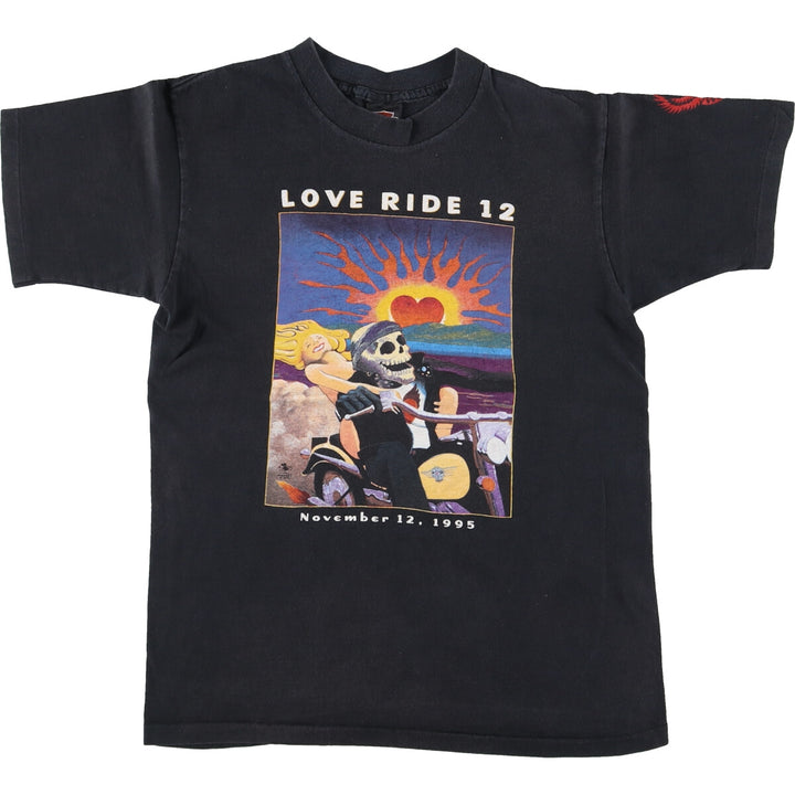 90'S Harley-Davidson LOVE RIDE 12 Motorcycle Bike T-shirt Made in USA Men's S Vintage /eaa450578