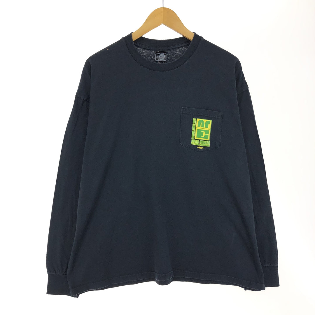 CLASSIC PLATINUM Back Print Long Sleeve T-Shirt Made in USA Men's XL cotton black type Vintage Second Hand