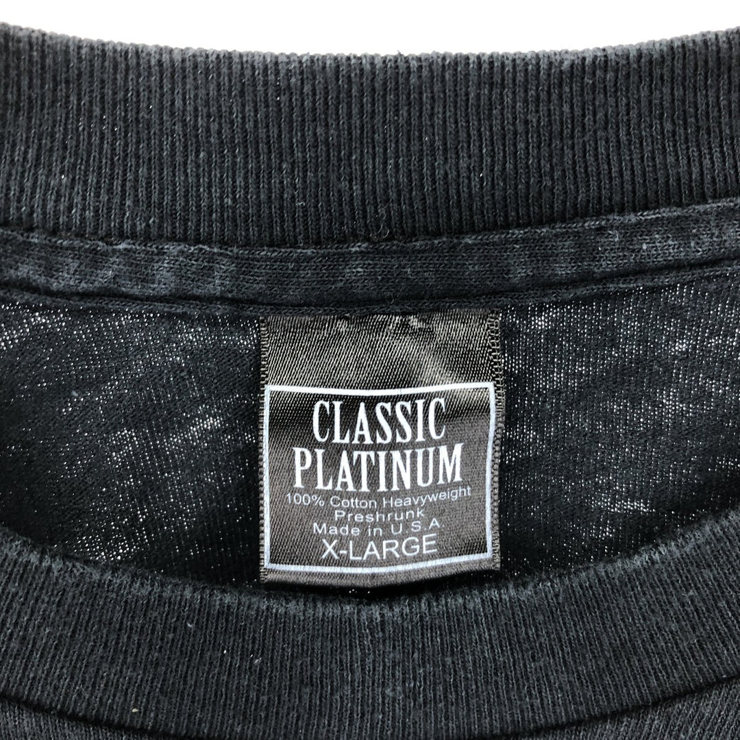 CLASSIC PLATINUM Back Print Long Sleeve T-Shirt Made in USA Men's XL cotton black type Vintage Second Hand