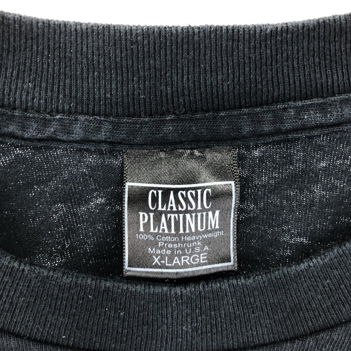 CLASSIC PLATINUM Back Print Long Sleeve T-Shirt Made in USA Men's XL cotton black type Vintage Second Hand