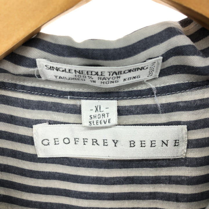 GEOFFREY BEENE Stripe Pattern Short Sleeve Rayon Shirt Men's XL /eaa450731